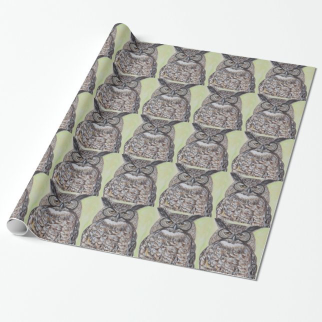 Storhornsuggla-målning Presentpapper (Utrullad)