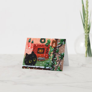 Storhuvad julkatt Uggla kreationskonst Helgkort