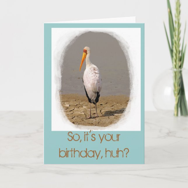 Stork Art Birthday Card (i aqua) Kort (Framsida)
