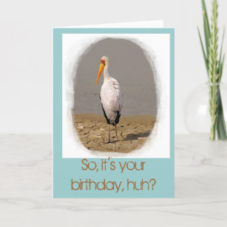 Stork Art Birthday Card (i aqua) Kort