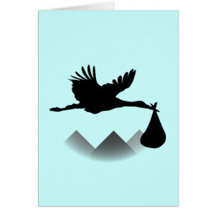 Stork & baby hälsningskort