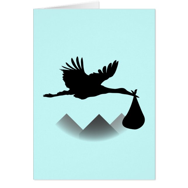 Stork & baby hälsningskort (Framsidan)