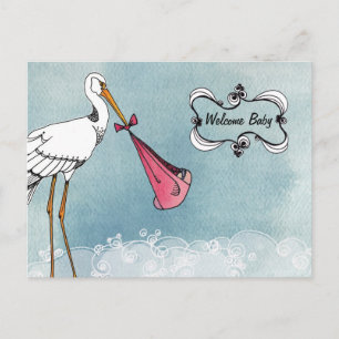 Stork Baby-meddelande Meddelande Vykort