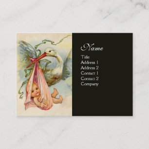 STORK BABY SHOWER 2, svart Visitkort