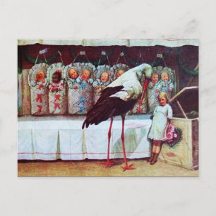 STORK BABY SHOWER 3 INBJUDAN VYKORT