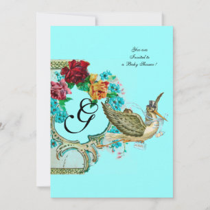STORK BABY SHOWER 3 MONOGRAM INBJUDNINGAR