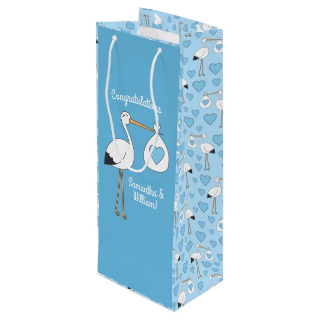 Stork Baby Shower Blue Boy (Baksidan Vinklad)