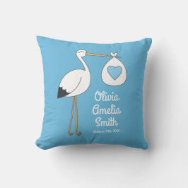 Stork Baby Shower Blue Boy Kudde