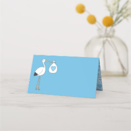 Stork Baby Shower Blue Boy Placeringskort
