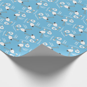 Stork Baby Shower Blue Boy Presentpapper