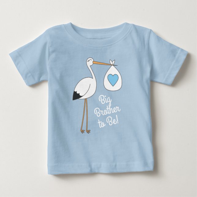 Stork Baby Shower Blue Boy T Shirt (Framsida)