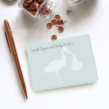 Stork Baby Shower Blue Post it Notes
