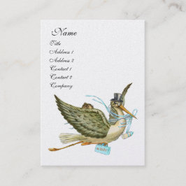STORK BABY SHOWER, Blue White Pearl Papper Visitkort