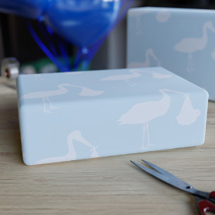 Stork Baby Shower Blue Wrapping Papper Presentpapper