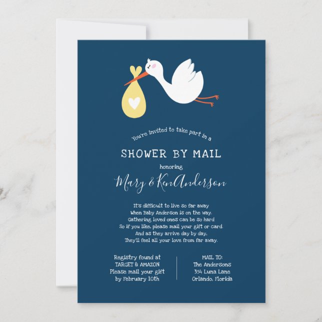 Stork Baby Shower by Mail Inbjudningar (Framsida)