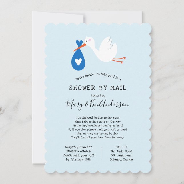 Stork Baby Shower by Mail Inbjudningar (Framsida)