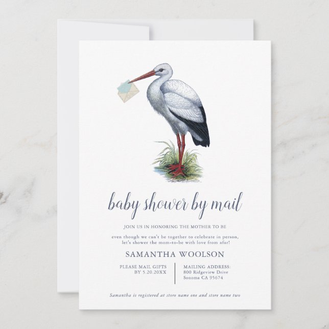 Stork Baby Shower by Mail Inbjudningar (Framsida)