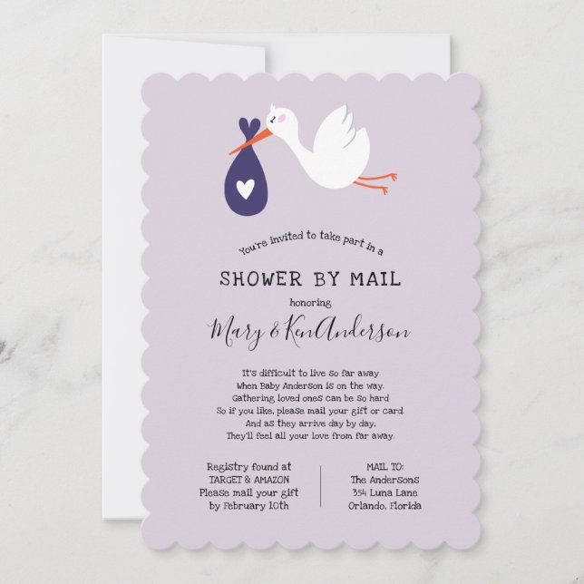 Stork Baby Shower by Mail Inbjudningar (Framsida)