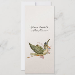 STORK BABY SHOWER, champagnemetall Inbjudningar