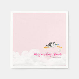 Stork Baby Shower för flicka "Speciell Delivery" Pappersservett