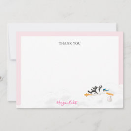 Stork Baby Shower för flicka "Speciell Delivery" Tack Kort