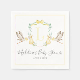 Stork Baby Shower för Preppy Southern Gult Pappersservett
