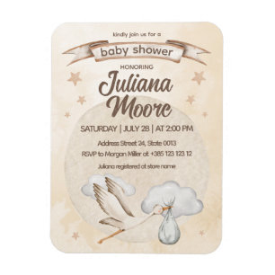 Stork Baby Shower för vattenfärg Magnet