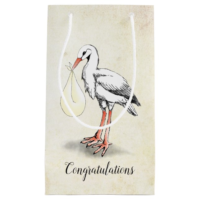 Stork Baby Shower GIft Bag (Neutralt) (Framsidan)