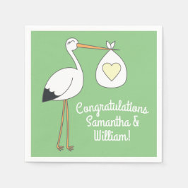 Stork Baby Shower Grönt Vår Pappersservett