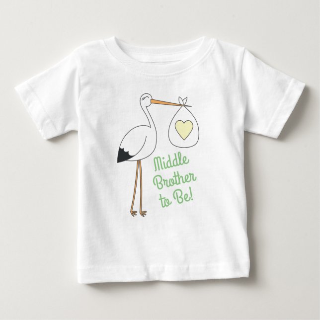 Stork Baby Shower Grönt Vår T Shirt (Framsida)