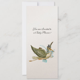 STORK BABY SHOWER, guld metallic Inbjudningar