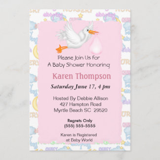 Stork Baby Shower-inbjudan Inbjudningar