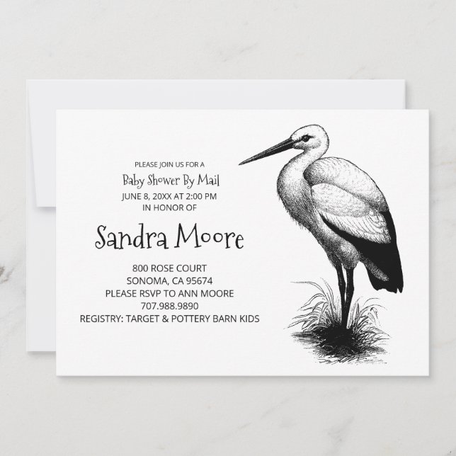 Stork Baby Shower-inbjudan Inbjudningar (Framsida)