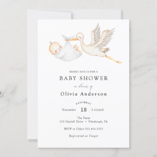 Stork Baby Shower-inbjudan Inbjudningar