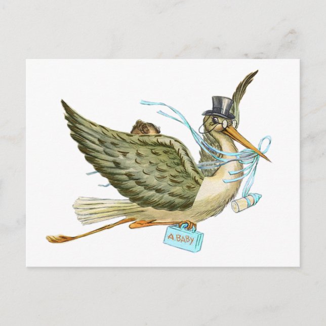 STORK BABY SHOWER INBJUDAN VYKORT (Framsida)