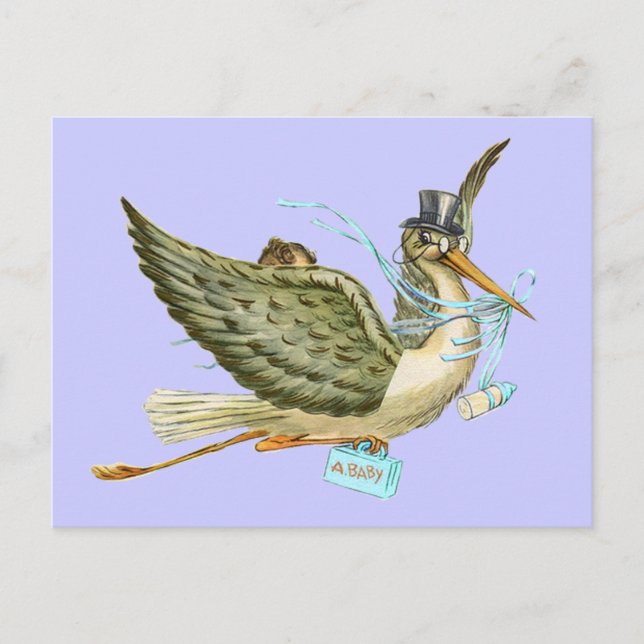 STORK BABY SHOWER INBJUDAN VYKORT (Framsida)