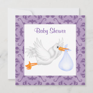 STORK BABY SHOWER-INBJUDANDE LILA INBJUDNINGAR