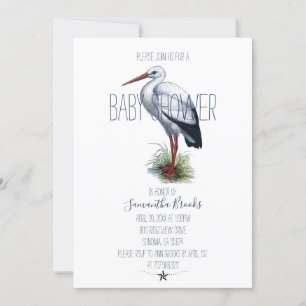 Stork Baby Shower Inbjudningar