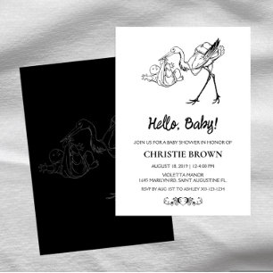 Stork Baby Shower-inbjudningar Inbjudningar