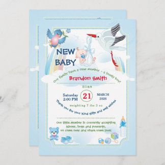 Stork Baby Shower Invitation Inbjudningar