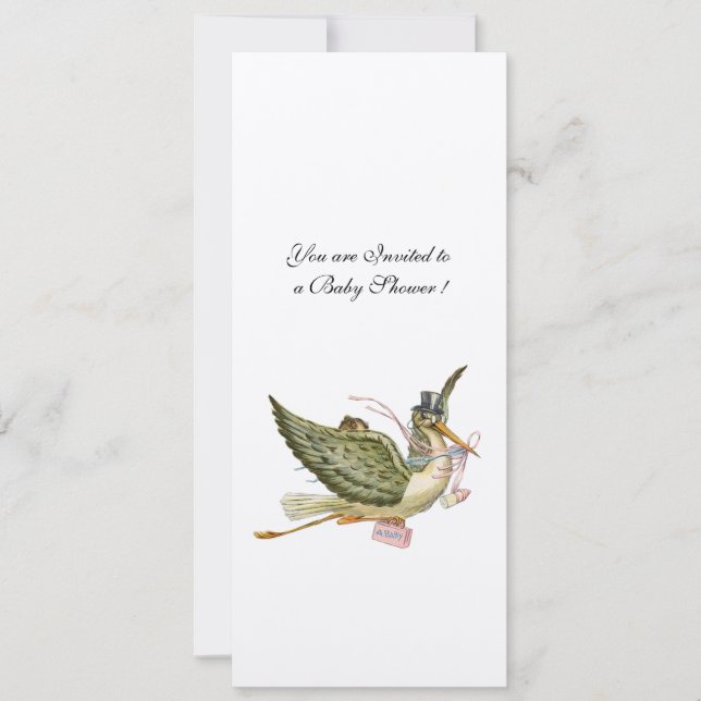 STORK BABY SHOWER, kändes pappert Inbjudningar (Framsida)