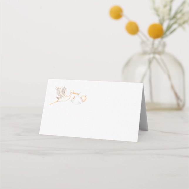 Stork Baby Shower Namn Place Card Placeringskort (Framsida)