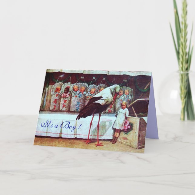 STORK BABY SHOWER New Baies Blue Inbjudan (Framsida)