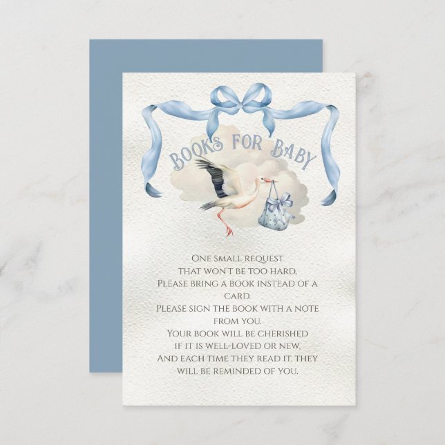 Stork Baby Shower Ribbon Bow Bokar för Baby Inbjudningar (Fram/baksida)