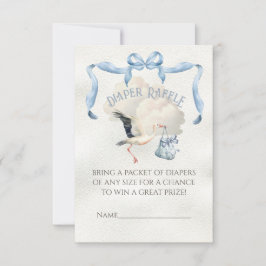 Stork Baby Shower Ribbon Bow Diaper Raffle Inbjudningar