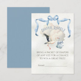 Stork Baby Shower Ribbon Bow Diaper Raffle Inbjudningar