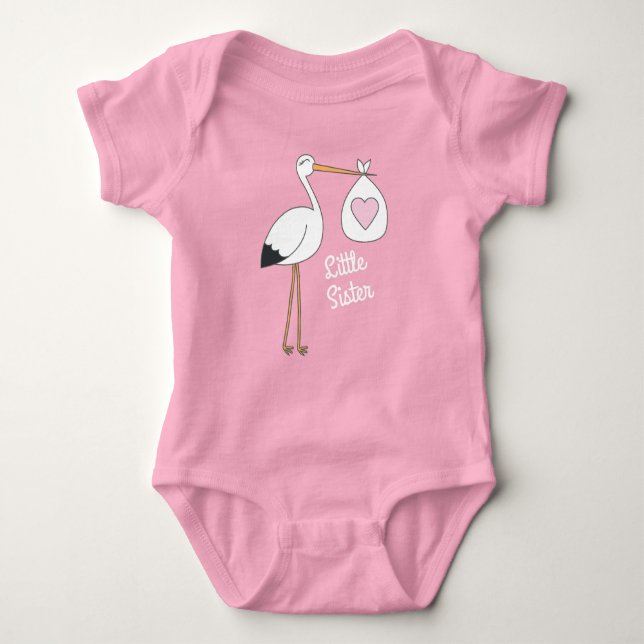Stork Baby Shower Rosa Flicka T Shirt (Framsida)