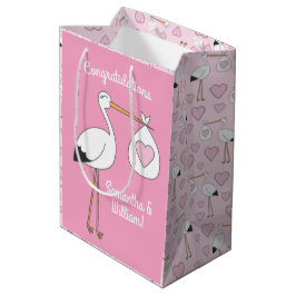 Stork Baby Shower Rosa Girl Girl