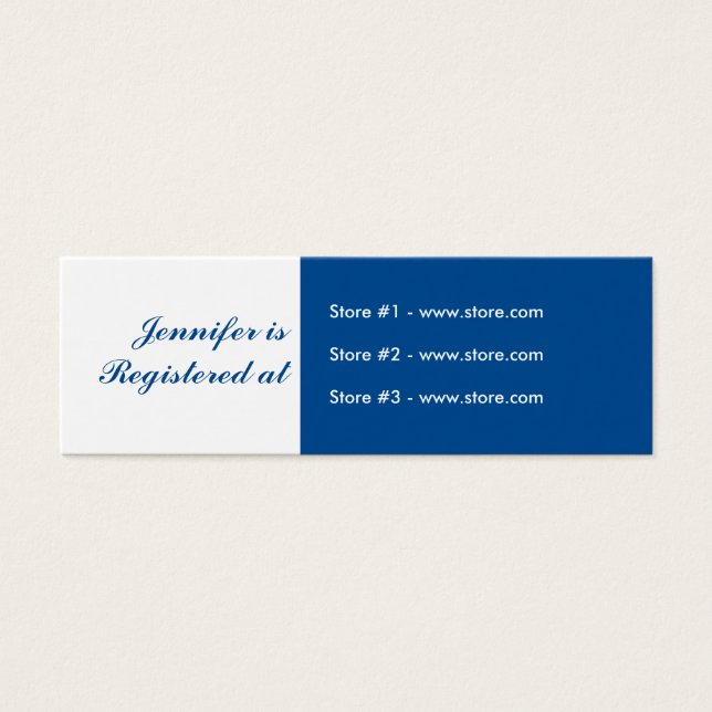 Stork Baby Shower Small Registry Card - Blue Litet Visitkort (Framsidan)
