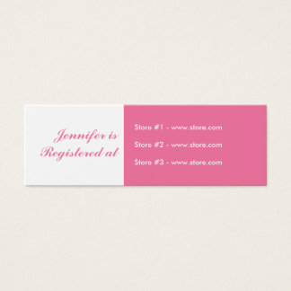 Stork Baby Shower Small Registry Card - Rosa Litet Visitkort